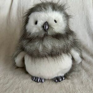Gund Owl Hibou Plush Stuffed Animal Fab Pals 11” Silver Grey Soft Realistic